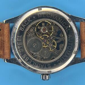 Forsining Water Resistant Skeleton Mechanical Watch With 2 Leather Bands